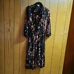 Nanette Lepore Black Dress with Pink Floral Design